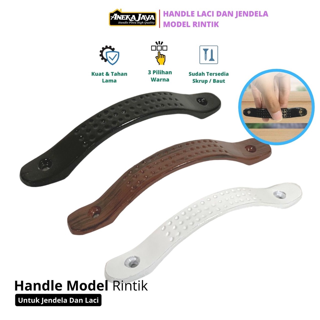 Handle Pintu Laci 12 cm Gagang Jendela Tarikan Lemari Bahan allumunium Hitam Putih Natural