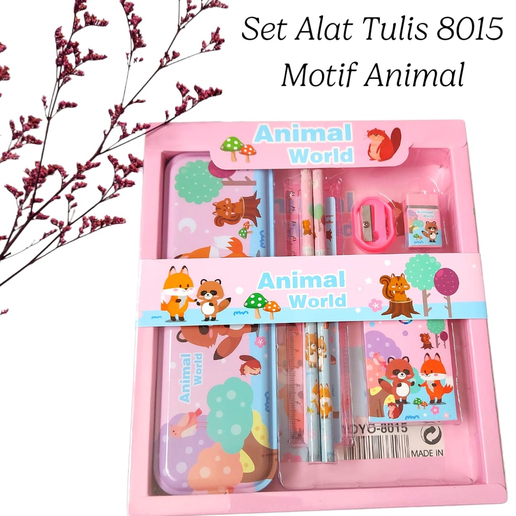 8015 Paket alat Tulis + kotakpensil / Souvenir Ulang Tahun ATK Set Anak karakter