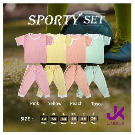 Sporty Set 1-8 Tahun Setelan Playset Pendek Celana Panjang Anak Adem JK