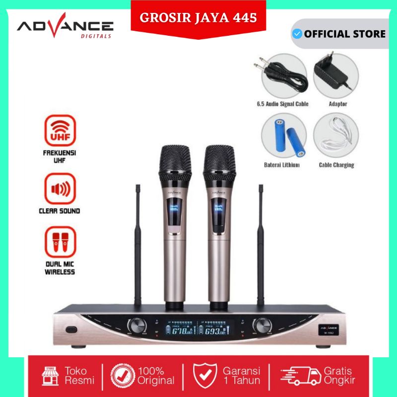 ADVANCE W1062 W 1062 Dual Mic Wireless Profesional Microphone + amplifier mic wireless