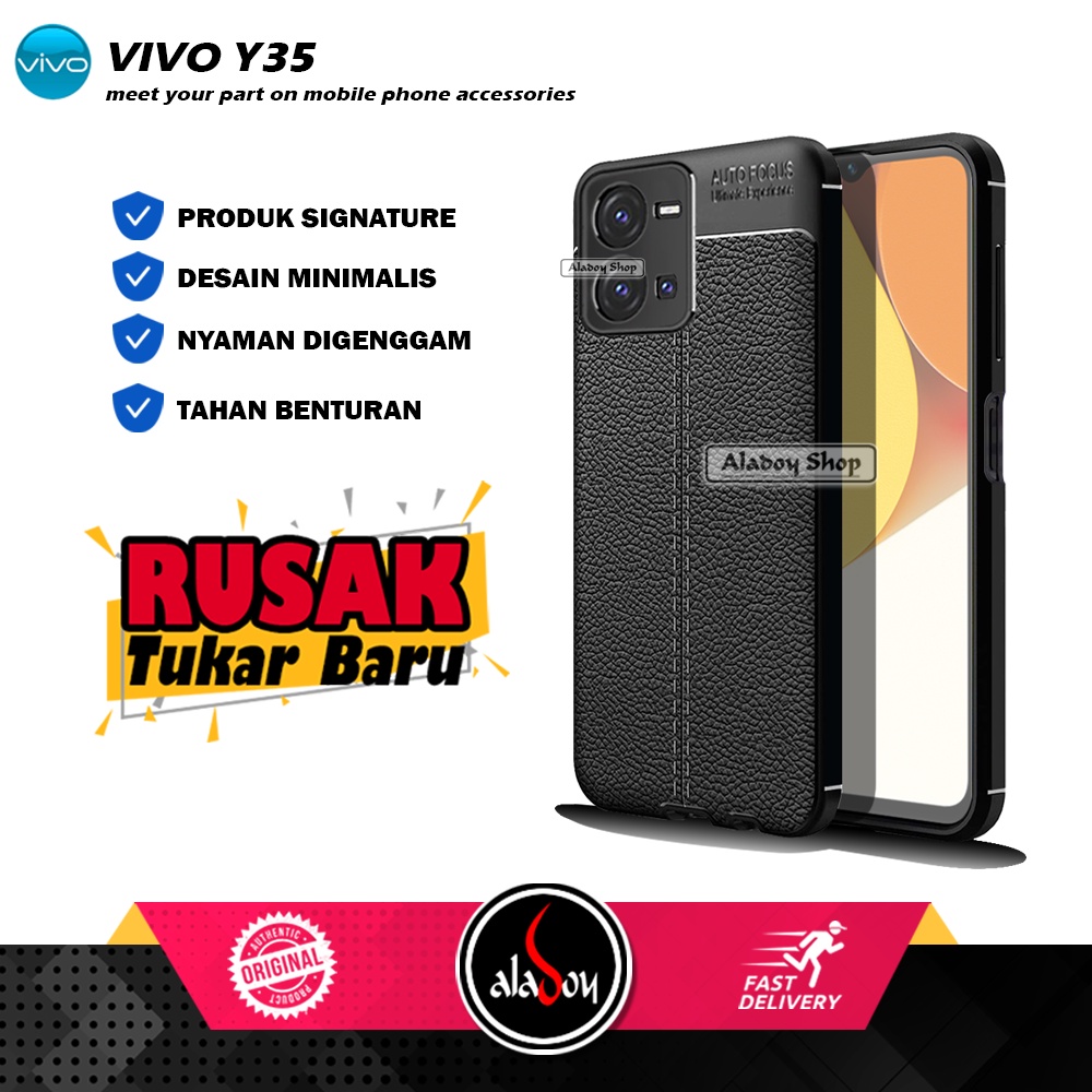 Case Vivo Y35 Ultra Slim Autofocus Leather Premium Softcase