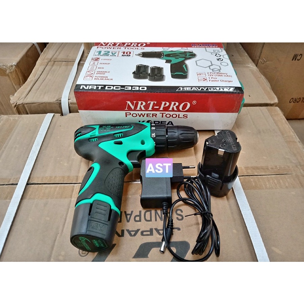 MESIN BOR BATERAI 10MM NRT PRO DC-330 HD - BOR CORDLESS 10 MM DC 330 HD / NRT-PRO