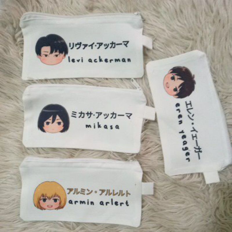 

Tempat pensil / tempat alat tulis attack on titan tepak levi mikasa eren armin pounch Tepak
