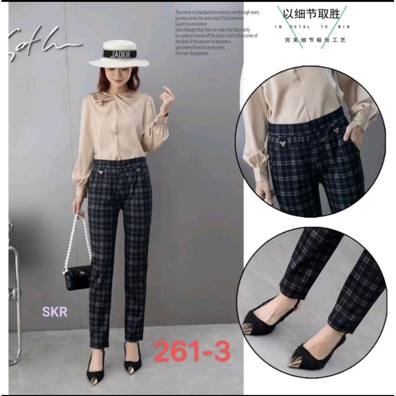 CELANA BAHAN KOTAK  STRETT FORMAL IMPORT