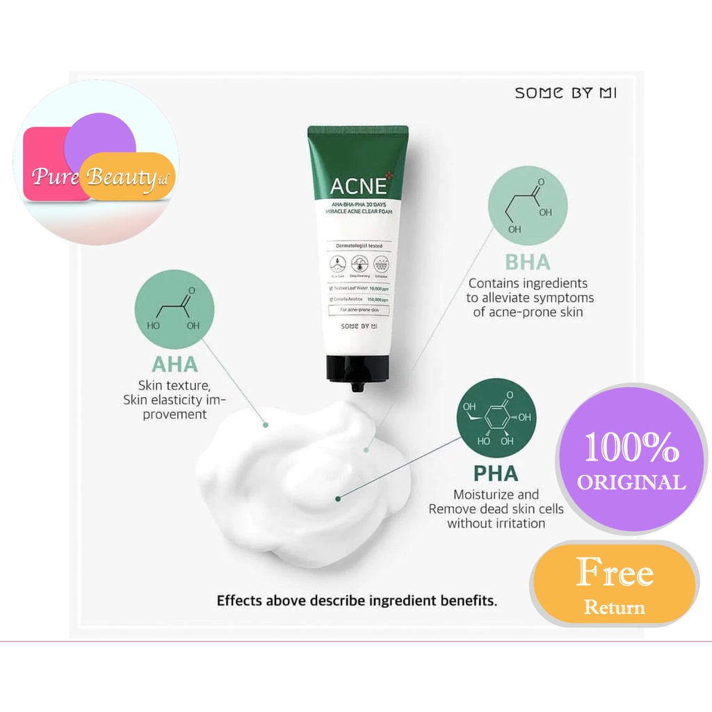 SOME BY MI 30 Days Miracle Acne Clear Foam Cleanser 100ml 2pcs Mengontrol minyak Meringankan gejala jerawat ❤ 100% Original ❤