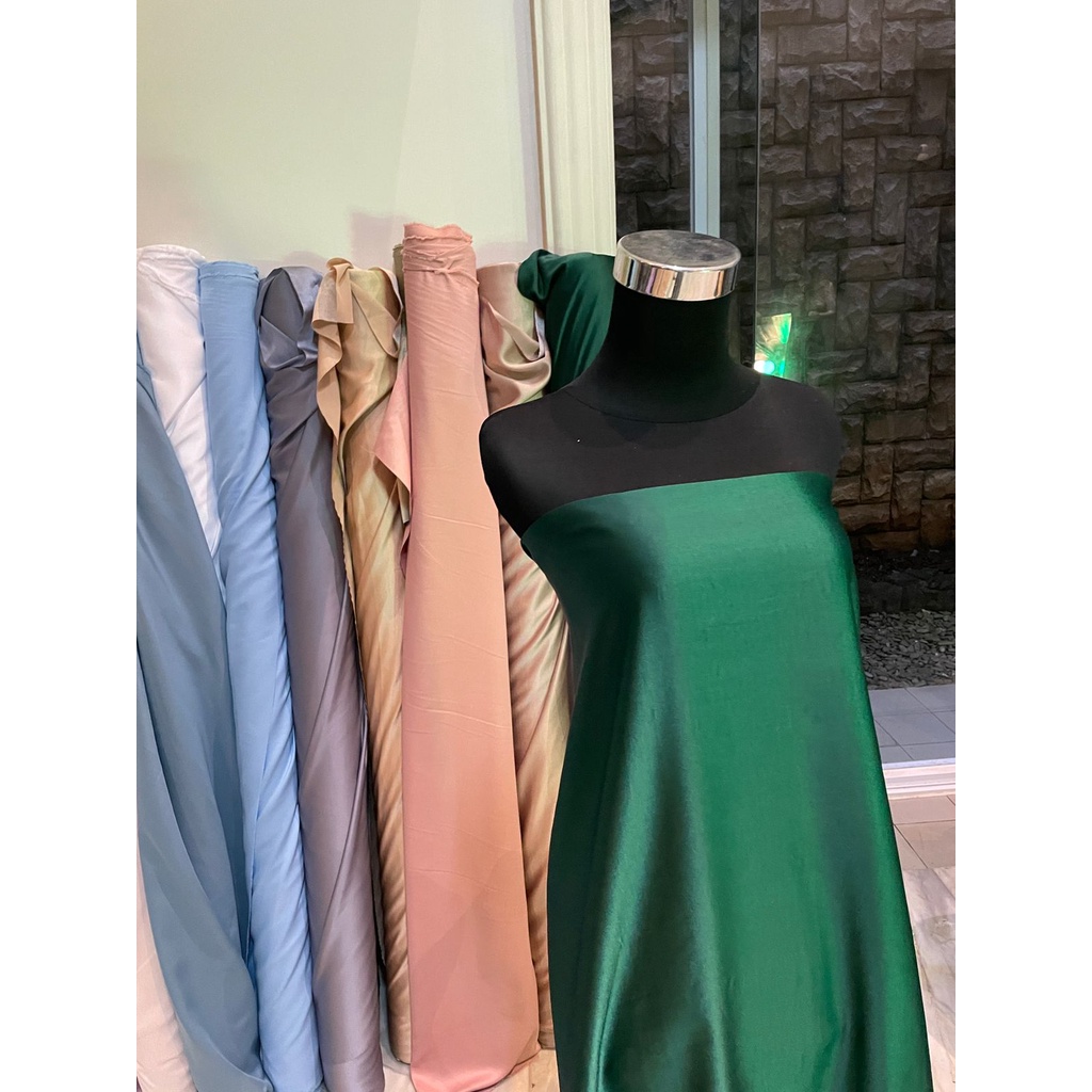 Bahan Satin Maxmara Silk Lux Premium Meteran Mewah Warna Hijau Botol Forest Green