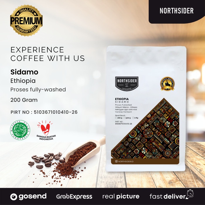 

TERBARU BIJI KOPI ARABICA ETHIOPIA SIDAMO WASHED - 200GR NORTHSIDER COFFEE /KOPI RUBE/KOPI SLB/KOPI