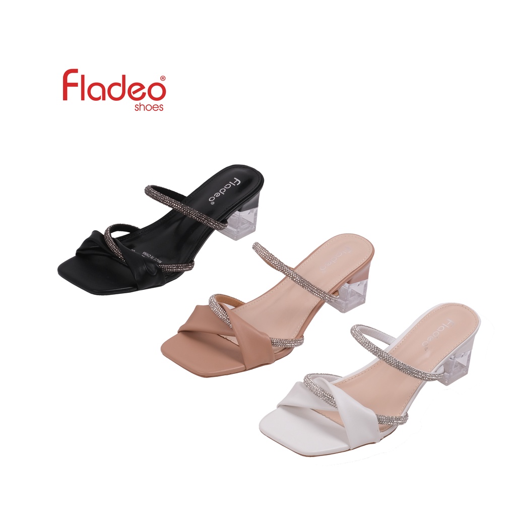 Fladeo K22/LDP257-1BG/Sandal Hak Kaca Slide Wanita [ Heels Slipper Sandal ]