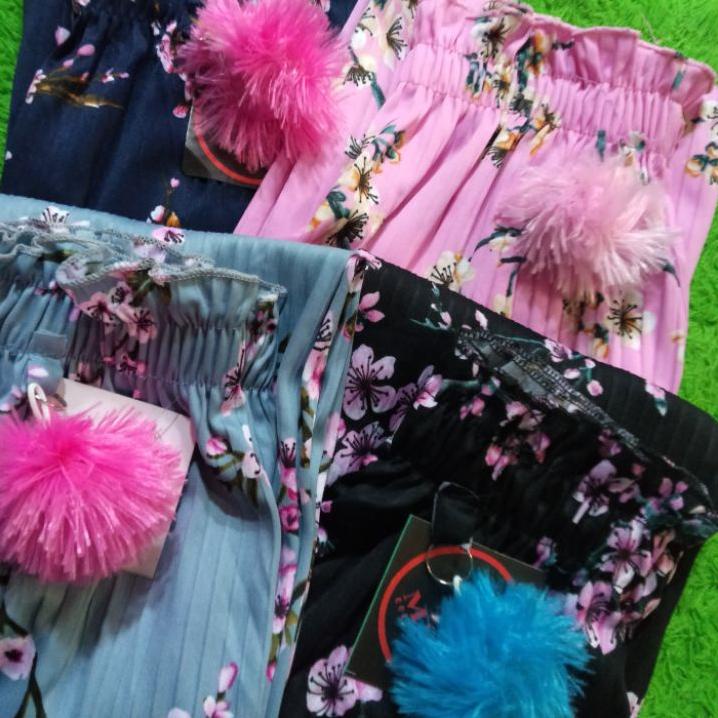 TERBAIK KULOT PLISKET ANAK MOTIF BUNGA SAKURA & CAMELIA muat umur 5-10 th //CELANA ANAK PEREMPUAN ♨ 
