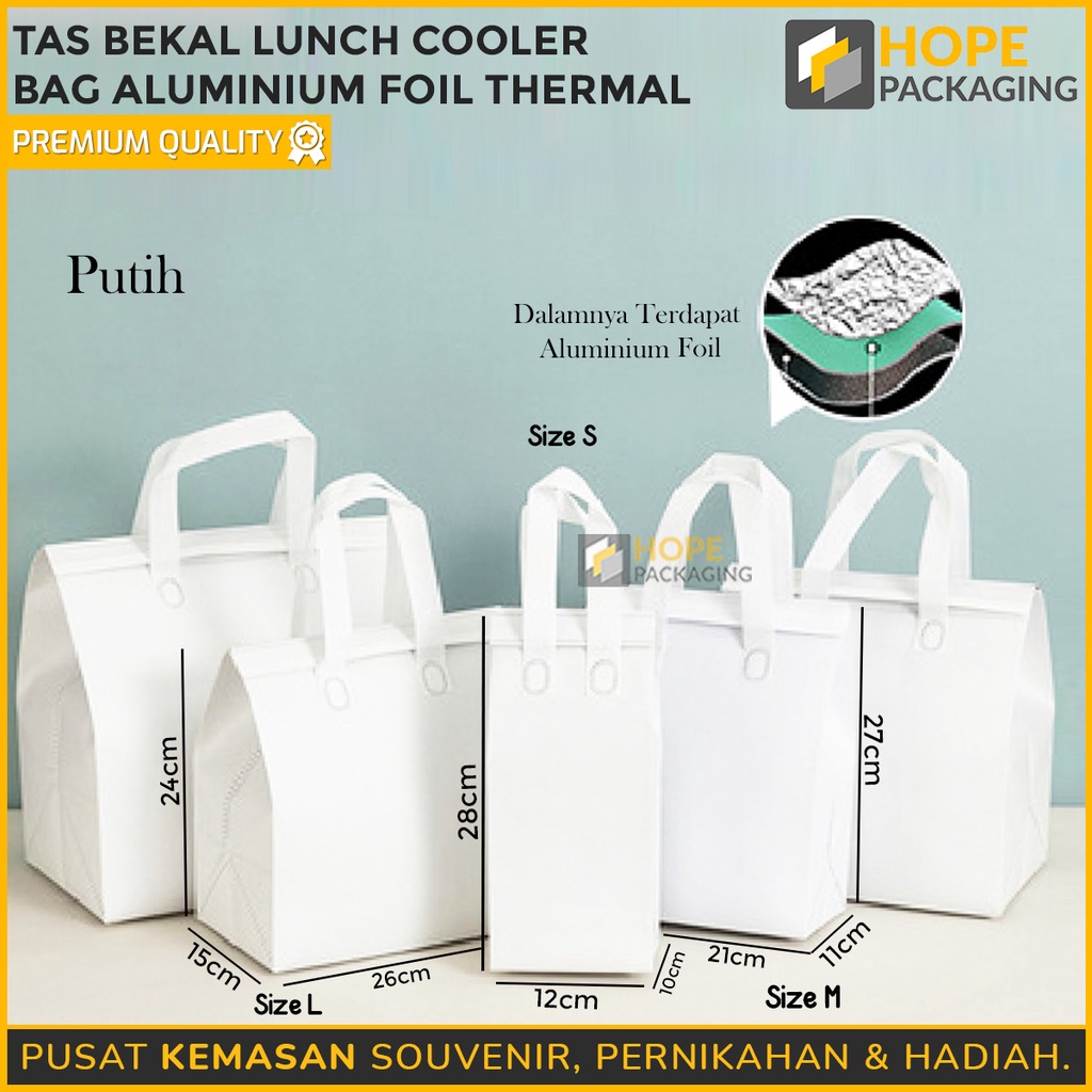 Tas bekal Lunch S = 12 x 28 x 10 cm goodie bag custom Toples wadah makanan kue souvenir lebaran / Cooler Bag aluminium Foil Thermal wadah botol