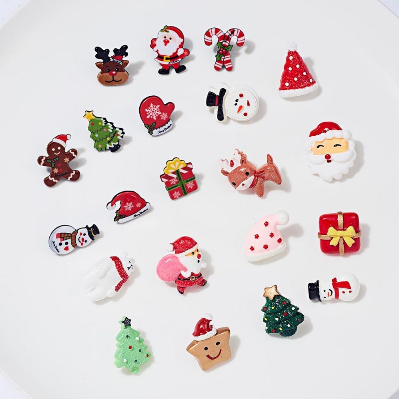 Set Bros Pin Desain Santa Claus Elk Bahan Akrilik Untuk Wanita