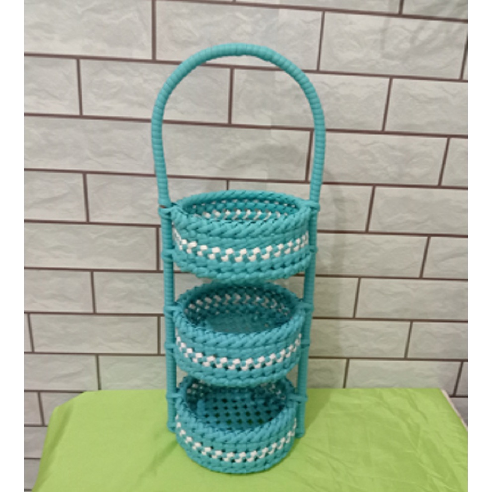 NEW KERANJANG ROTAN 3 susun penyimpanan bumbu dapur Rak Serbaguna Keranjang Rotan Tempat Bumbu dapur