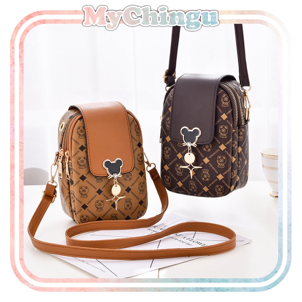 ❀ Chingu ❀ TW014 Tas Selempang Wanita Motif Mickey Minnie Simple Mini Tas Bahu Import Murah