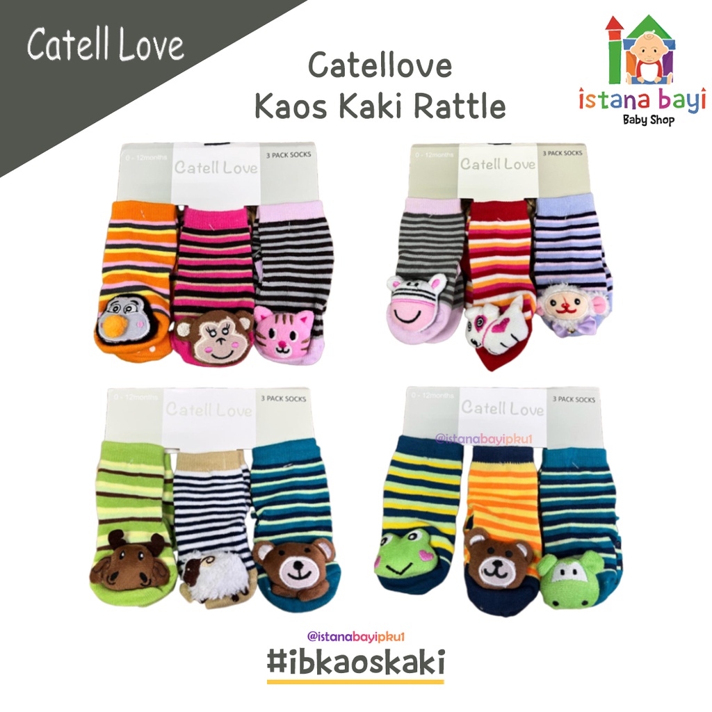 Catell Love Kaos Kaki isi 3 BOY &amp; GIRL - Kaos Kaki Rattle isi 3 Pasang - Kaos kaki Bayi