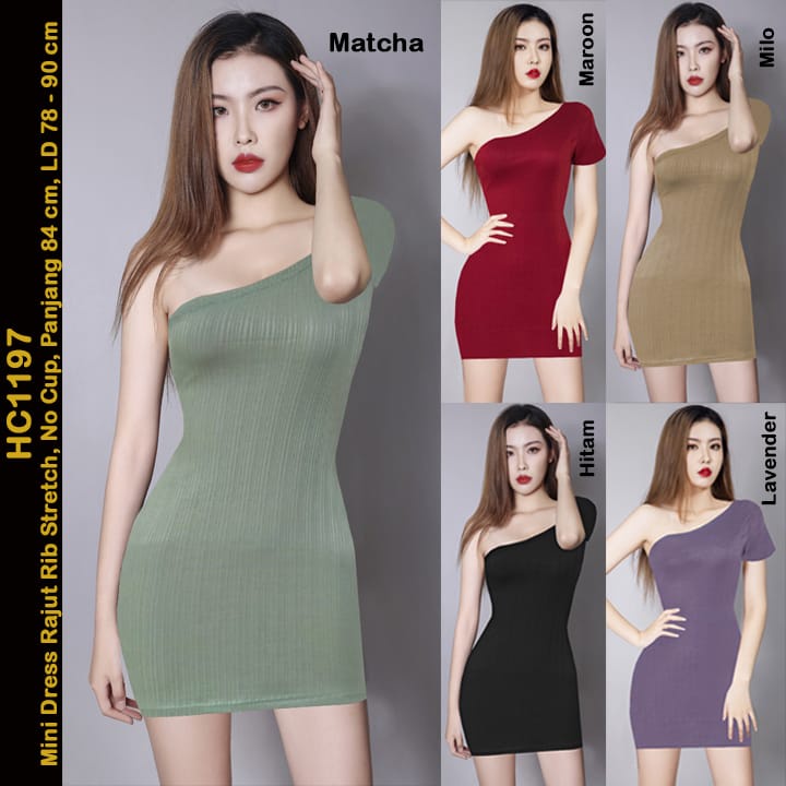 HC1197 Mini Dress Rajut Rib Stretch / Mini Dress Korean / Dres Mini Seksi