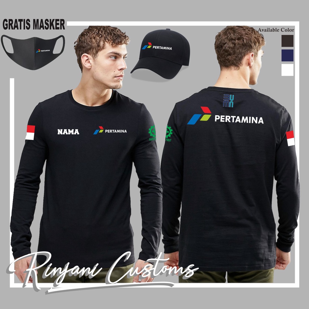 KAOS PERTAMINA GRATIS PAKAI NAMA DAN MASKER-KAOS PT PERTAMINA-KAOS BUMN