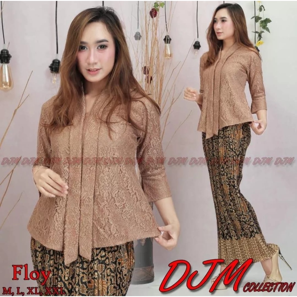 PROMO SETELAN floy + ROK BATIK + BRUKAT GLITER TEBAL /Stelan Baju Brukat/SETELAN KEBAYA BRUKAT encim