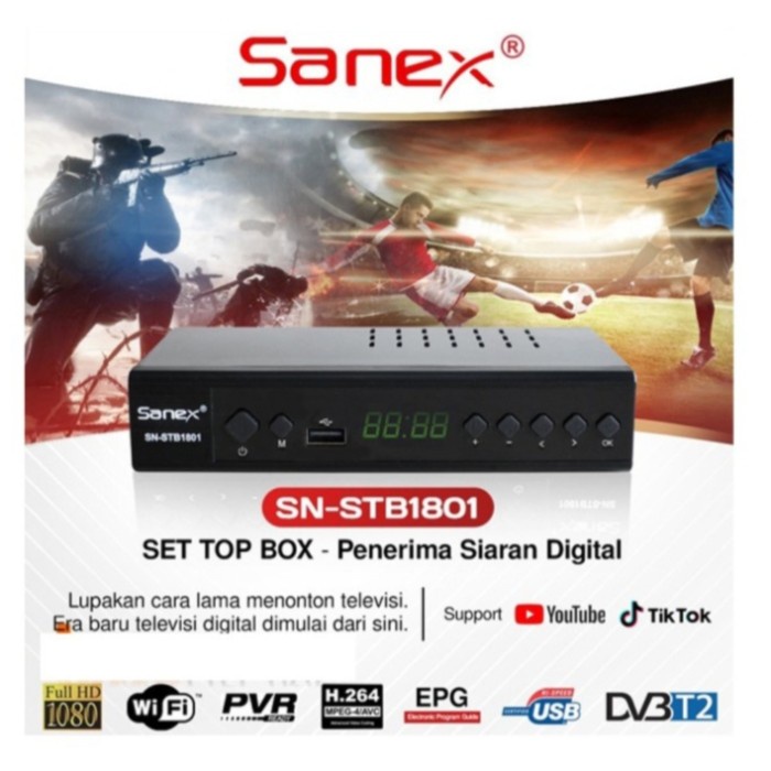 Set Top Box Sanex Sn-Stb1801 Mpeg4 Dvb-T2 ( Buat Siaran Tv Digital )