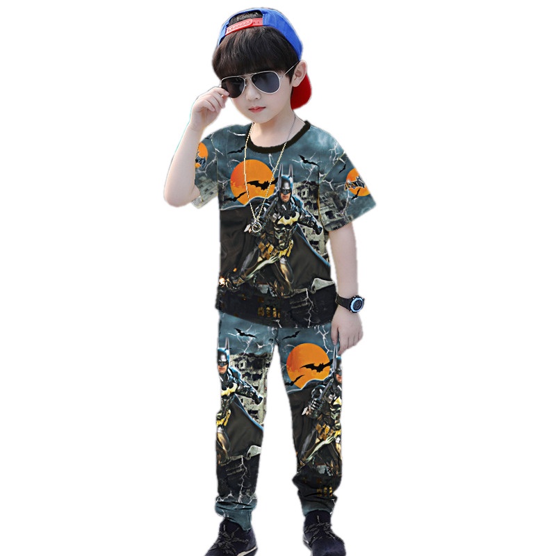 Rillo - Setelan Baju Playset CP Anak Print Super Hero / Set Celana Panjang Anak laki-laki usia 1-7 tahun