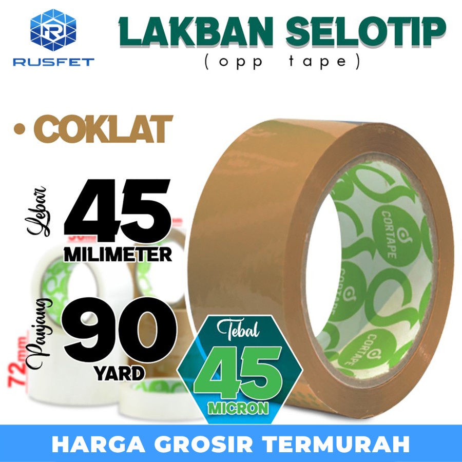 

Lakban COKLAT 45mm x 90yard Cortape Plakban isolasi OPP Tape / Satuan