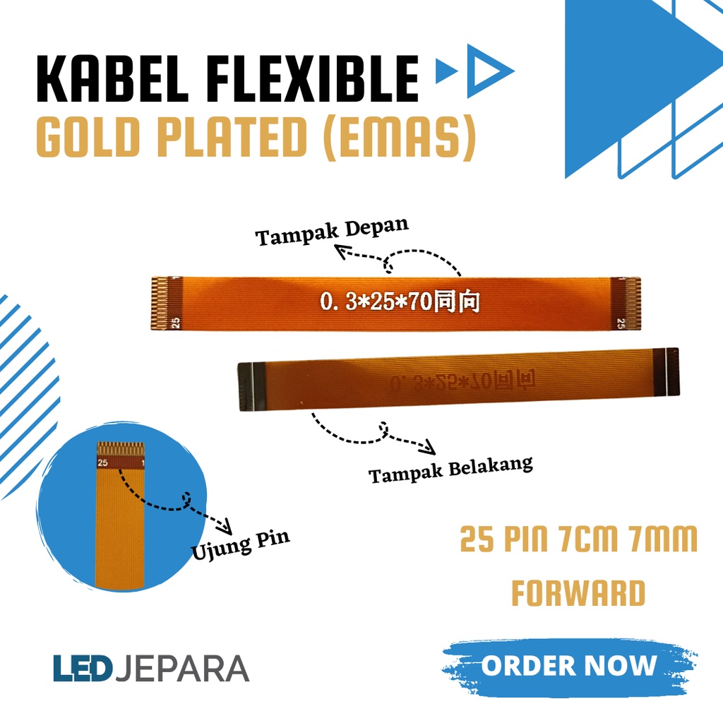Kabel Flexible Laptop Lapis Emas Kabel Flat Gold Plated Flat Cable Gold Plated 25 Pin