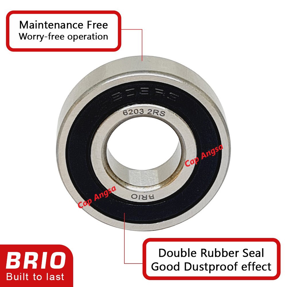 BRIO BEARING 6203 2RS 10pc KLAHER LAHER BERING KLAHAR LAHAR BANTALAN BOLA RODA DEPAN BELAKANG GEAR