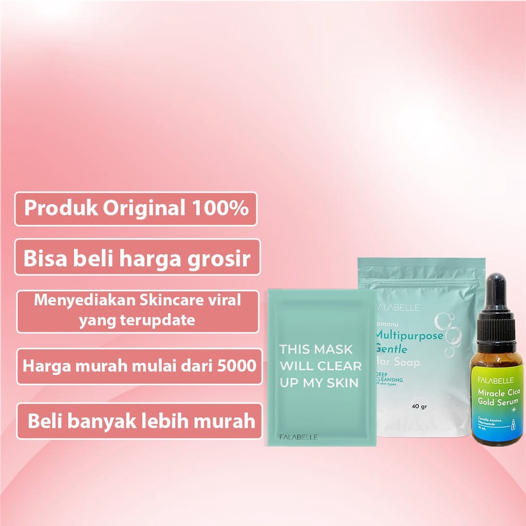 [ SKINHOUSEID ] Paket Hempas Jerawat | Falabelle Acne Mask | Miracle CICA Gold Serum | Tamanu Multipurpose Bar Soap