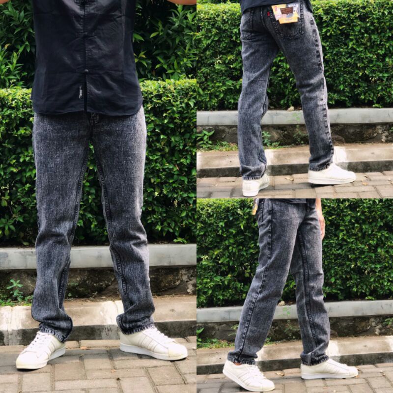 CELANA JEANS PANJANG SANDWASH BLACK //CELANA PANJANG JEANS REGULAR FIT PRIA