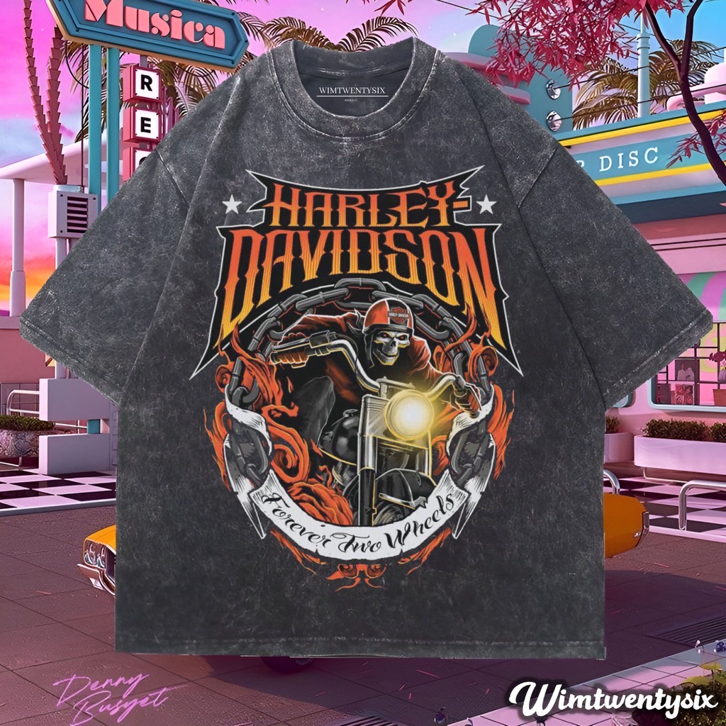 Wimtwentysix “Harley davidson forever two wheels” Oversize T-shirt | kaos washed | vintage tee