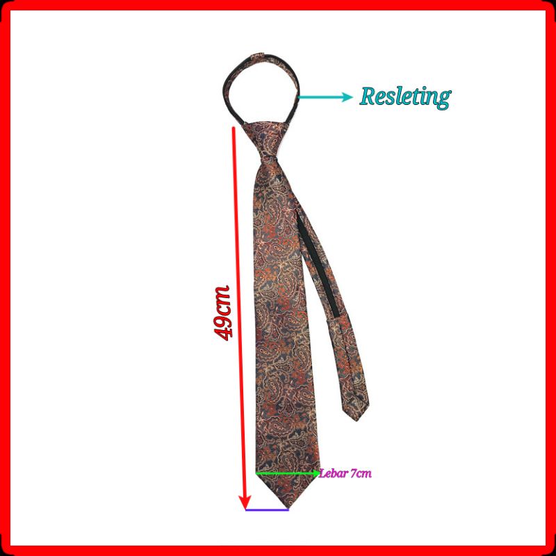Dasi Resleting Instant Pria Kualitas Premium Langsung Jadi DR7 Lebar 7cm