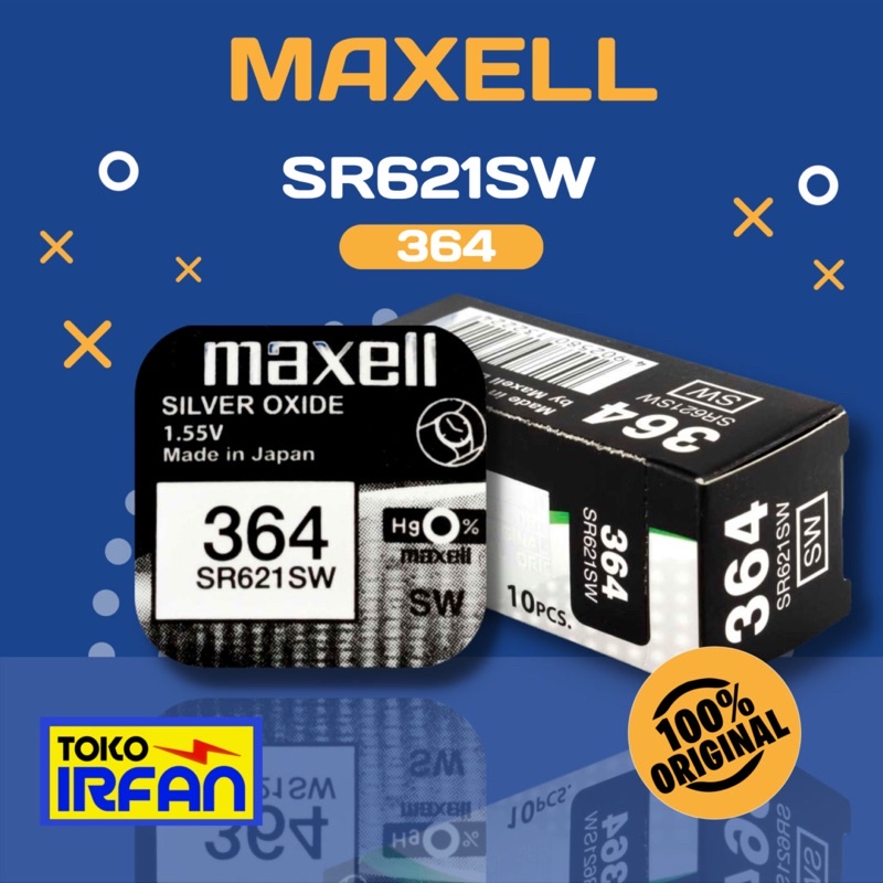 (ORIGINAL) BATERAI MAXELL SR621SW (364) SILVER OXIDE BATTERY 1.55V BATRAI JAM TANGAN SR621 LR621 AG1 LR60