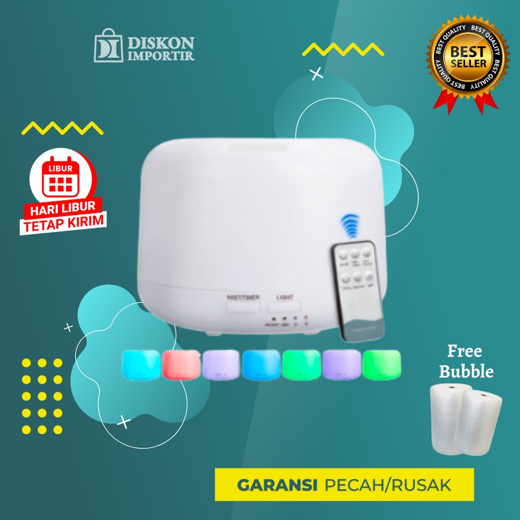 Humidifier Diffuser Purifier Portable Aromaterapi Electric 300 Ml With Remote 7 Led Colour Free oil