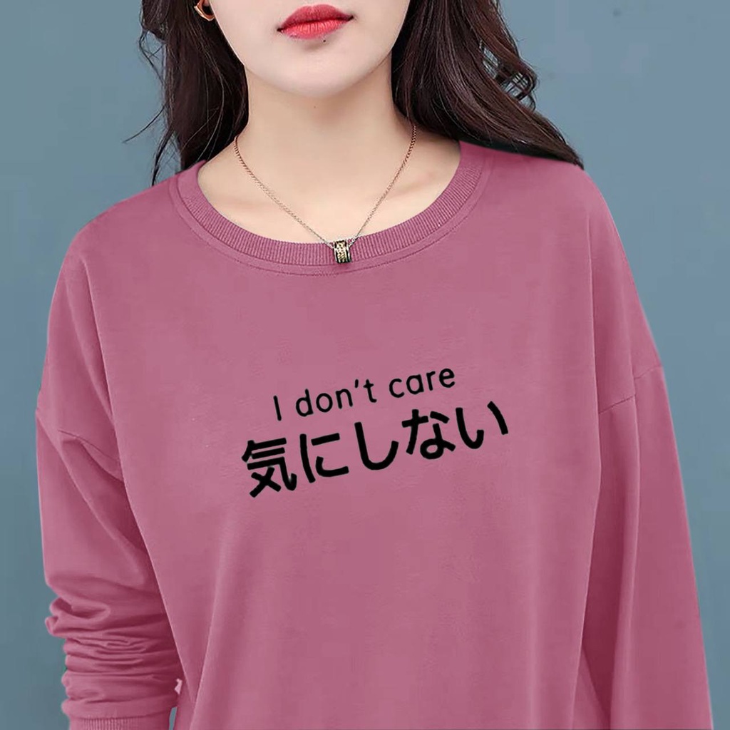 DL88 I BAJU ATASAN WANITA I DON'T CARE (S,M,L,XL,XXL)TERBARU-BAJU DISTRO CEWEK LENGAN PANJANG