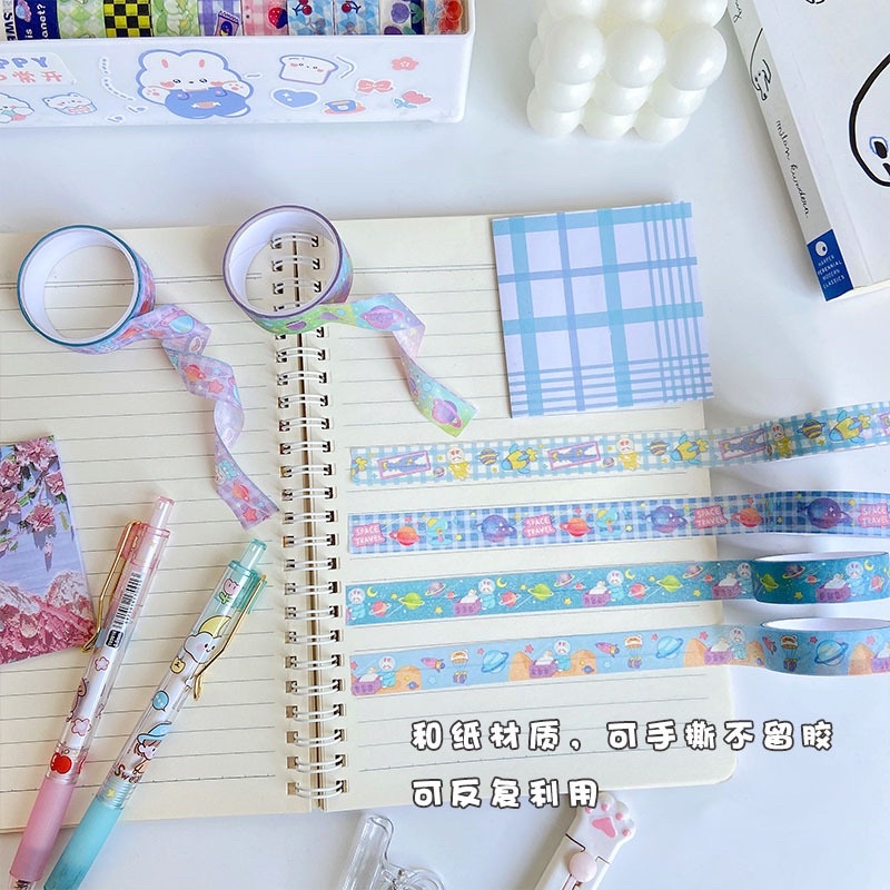 1 set washi tape motif lucu beruang pink biru