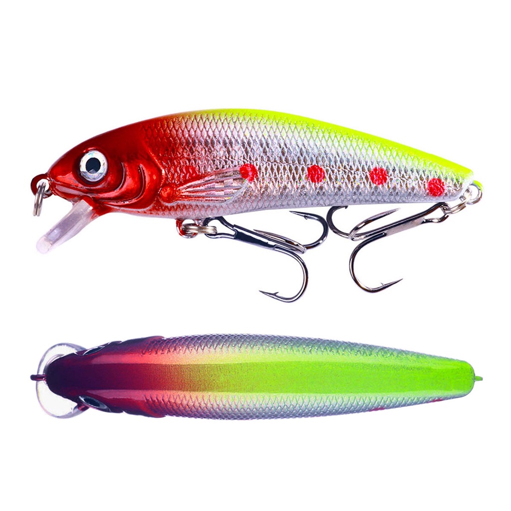 Hengjia 1pc Umpan Pancing Minnow Hard Bait Bentuk Ikan Kecil Artificial Crankibait 3D Eyes Plastik 7.5cm 8g Fishing Lure