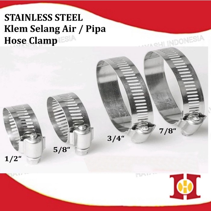 Klem Selang Air Kran Hose Clamp Stainless 1/2&quot; 5/8&quot; 3/4&quot; 7/8&quot; Inch- 20PC