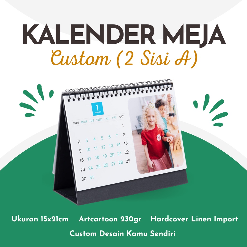 

[2 SISI A] Kalender Meja 2025 Hardcover Kalender Duduk 2025 Custom Desain Sendiri