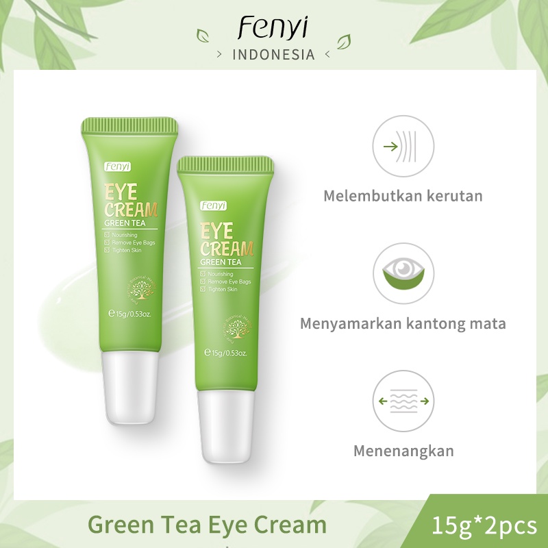 Fenyi Green Tea Krim Mata 2pcs Menenangkan Menghilangkan Kerutan Mengencangkan Memudarkan Mata Panda