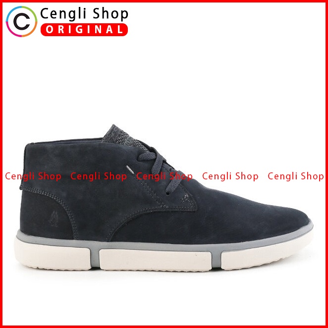 HM005 SEPATU BOOT HUSH PUPPIES PRIA ORIGINAL BOOTS CASUAL KULIT ASLI BRANDED BIRU NAVY BLUE