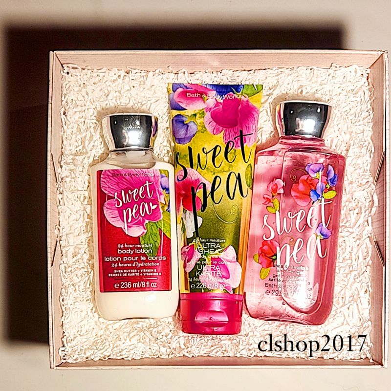 BBW SWEET PEA GIFT SET PAKET BATH &amp; BODY WORKS