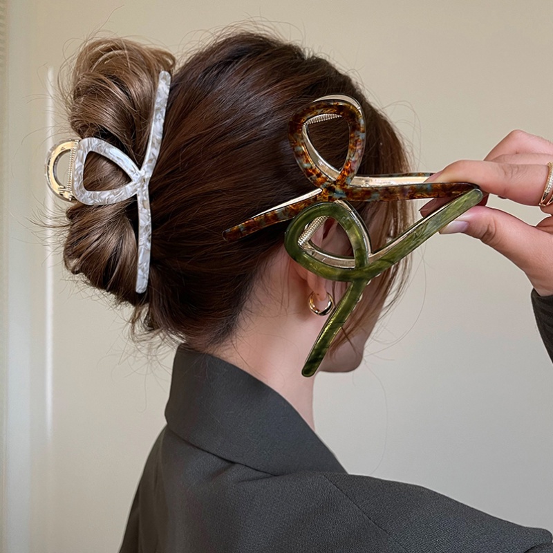 Korea Fashion Temperamen Baru 14 cm Asetat Logam Klip Rambut Kebesaran Hiu Klip Rambut Cakar Rambut Pin Aksesoris Rambut