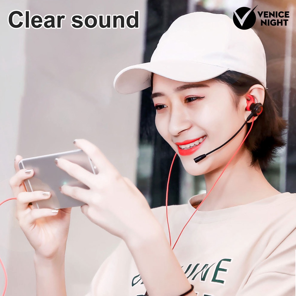 (VNEP) (Berkabel) Earphone High Fidelity Anti-interference Clear Lightweight 3.5mm Mini Sports Gaming Earphone for Calling