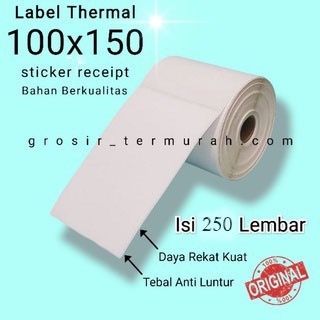 

Kertas Thermal 100x150 mm isi 250 Pcs/ Label thermal barcode Roll A6