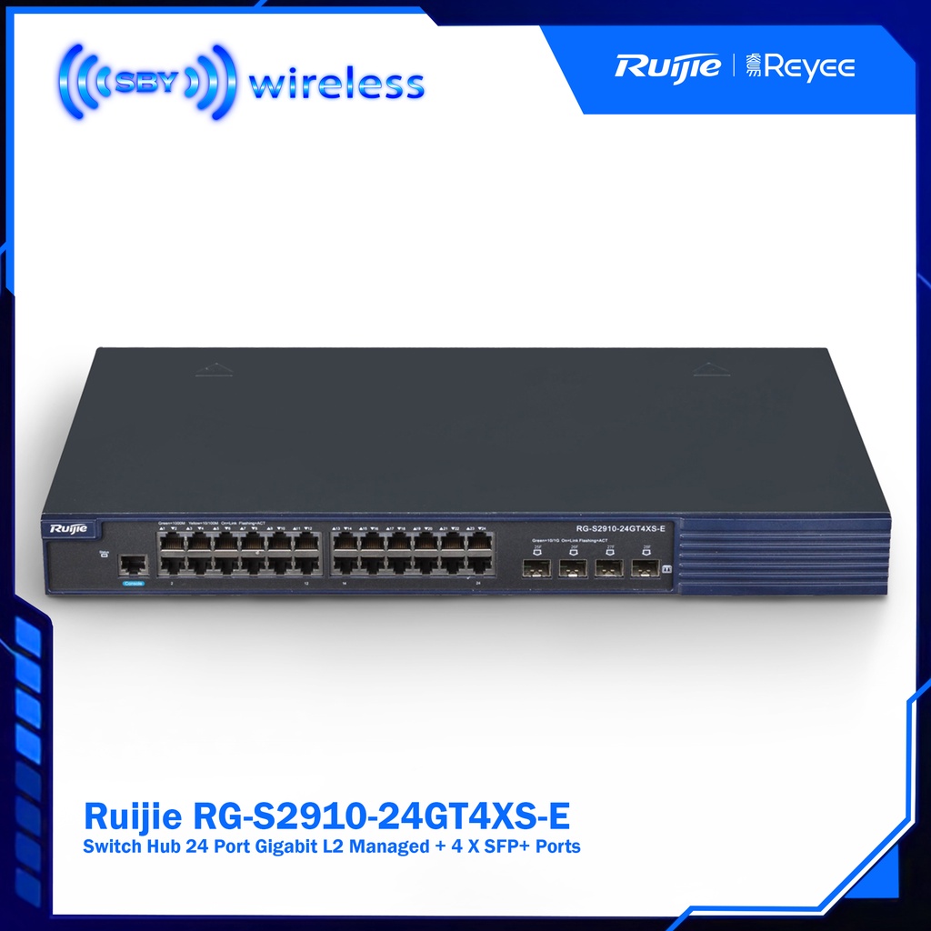 Ruijie RG-S2910-24GT4XS-E, Switch Hub 24 Port Gigabit L2 Managed + 4 X SFP+ Ports