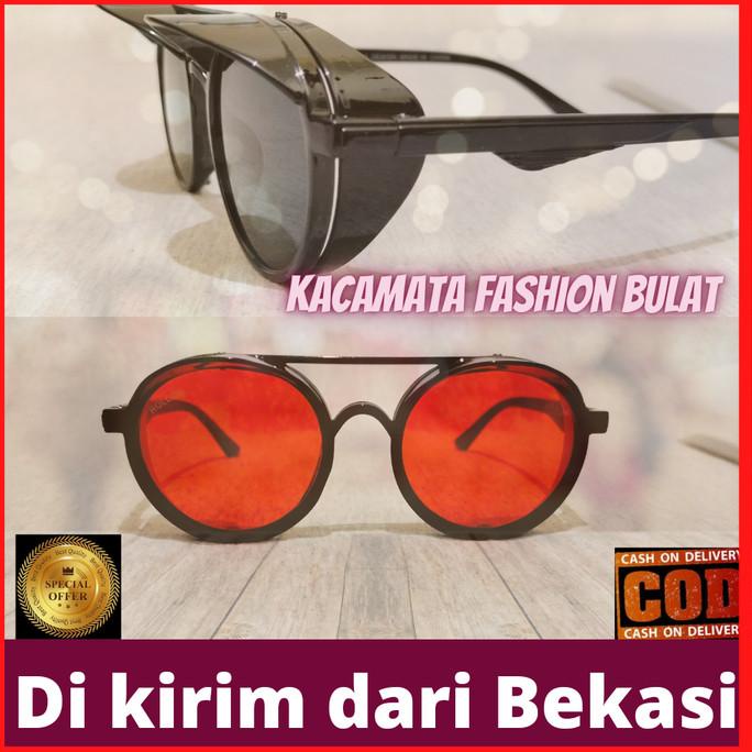 TERBAIK ORIGINAL-KACAMATA HITAM FASHION PRIA MODEL BULAT UNIK KLASIK RETRO ORIGINAL
