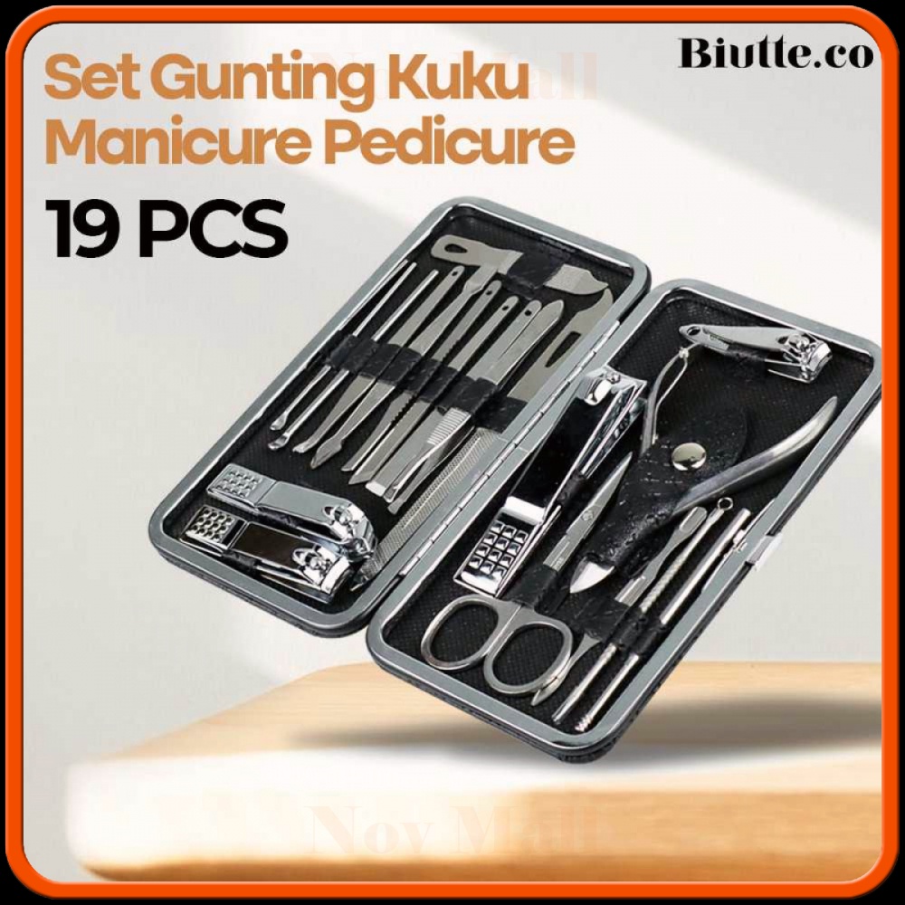 Nail Art Set Gunting Kuku Manicure Pedicure 19 PCS -BY494