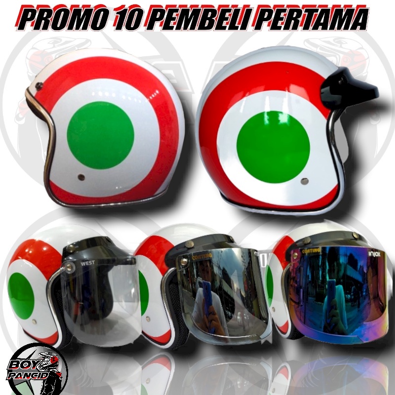 Helm Bogo Dewasa Full Leher Pria dan Wanita SNI cod Nations Italian Flag cod premium BUJANGAN HELM21