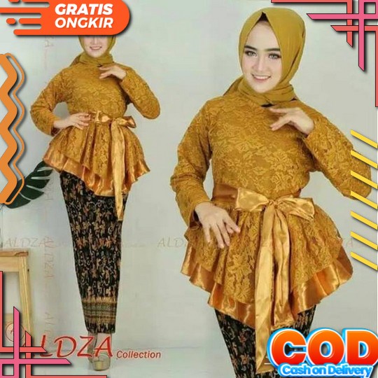 Setelan Kebaya Wisuda Brukat Modern Hijab Remaja Style Modis Terbaru Murah , Simple , Elegan Terbaru