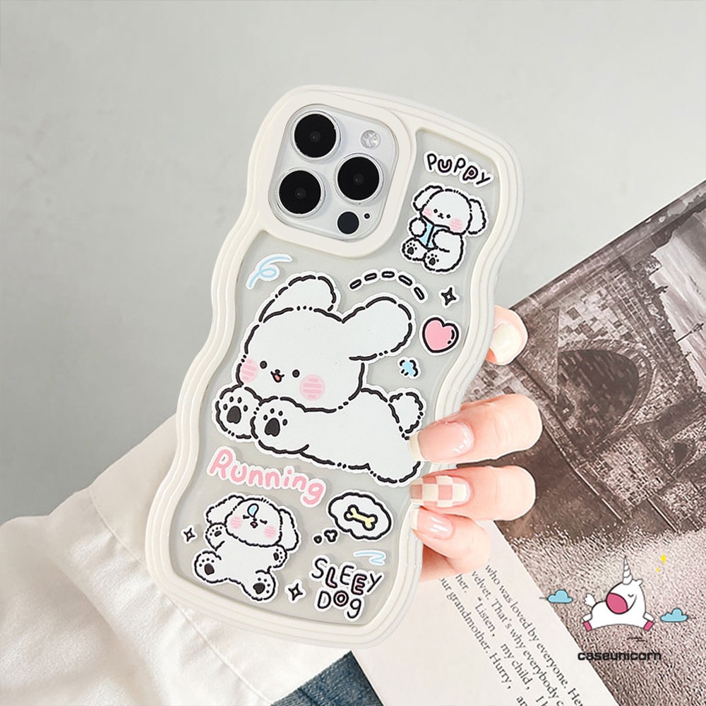 Kartun Pochacco Case Realme C53 10 C33 C12 C25Y 5 5i 5s 6i 9 9i 9pro 8 8i 8pro 7 7i C30 C25s C21Y C35 C15 C1 C20 C25 C20A C17 C1 C3 Puppy Lucu Shockproof Wavy Edge Soft Tpu Sarung