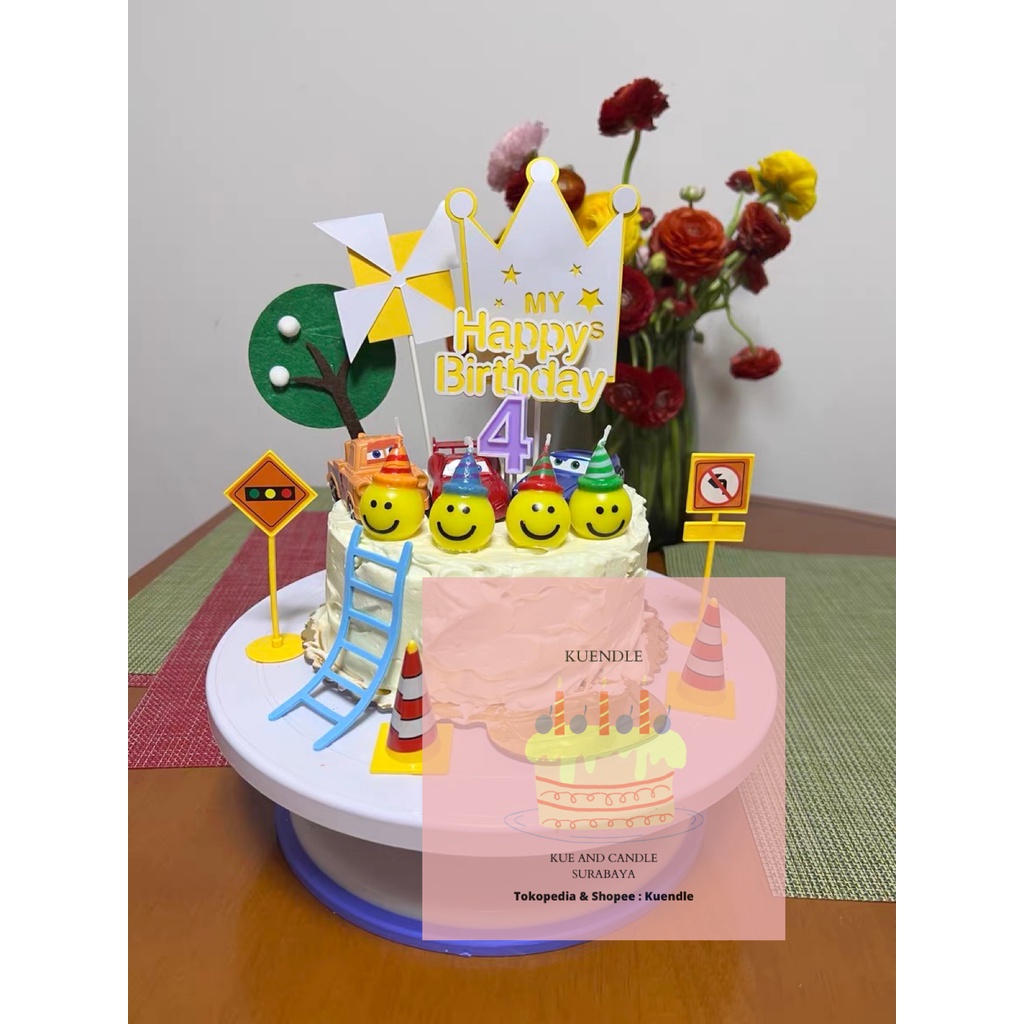 Lilin Kue Ulang Tahun Korea Smiley Teddy Bear Flower